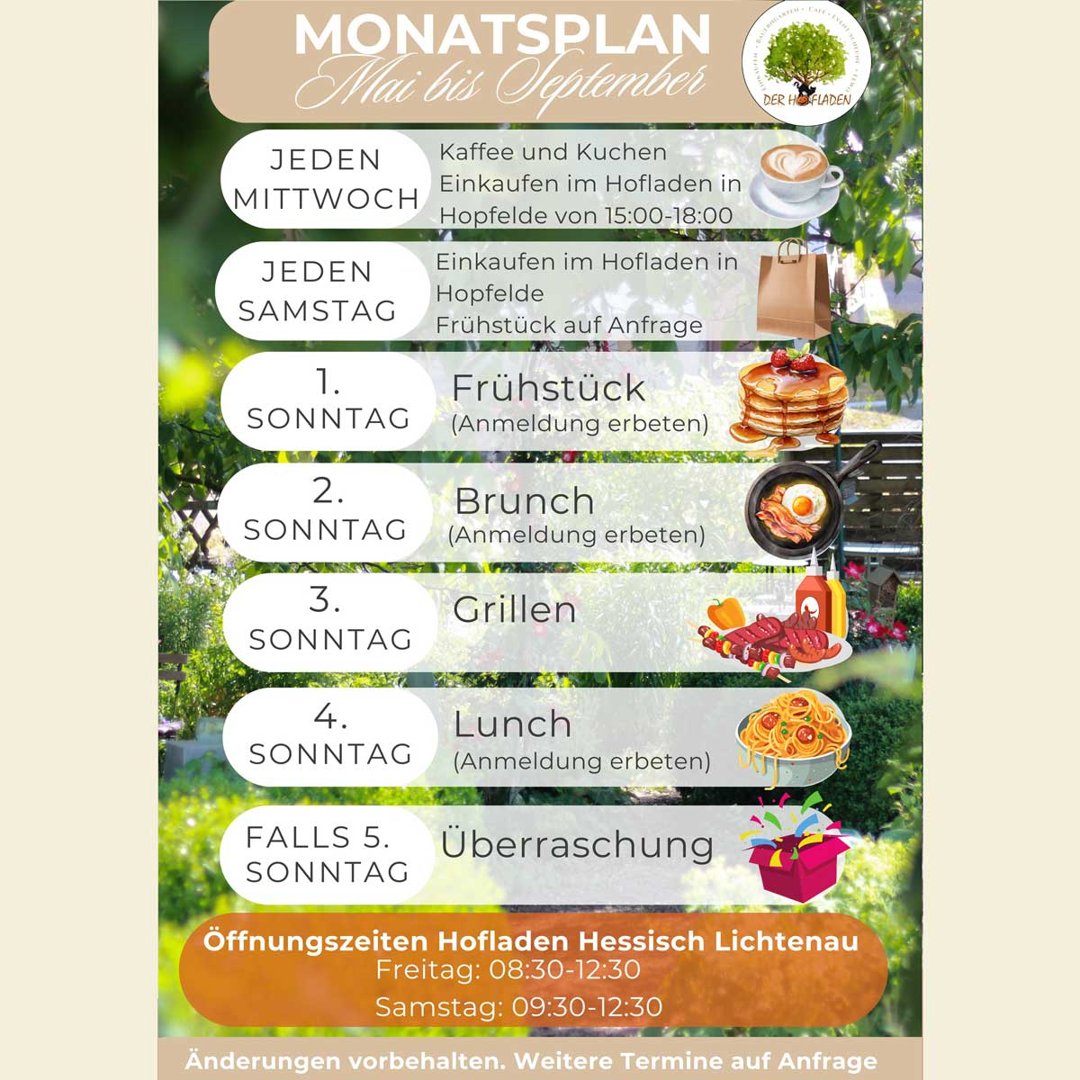 Monatsplan Mai bis September